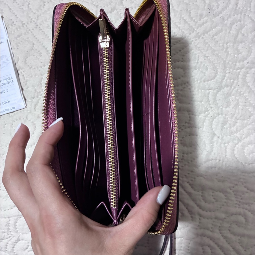 Coach Rose Pink Embossed Signature Zip Wallet - Picture 4 of 4